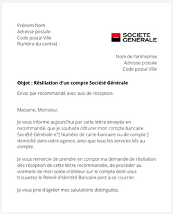 Résilier un compte bancaire Société Générale